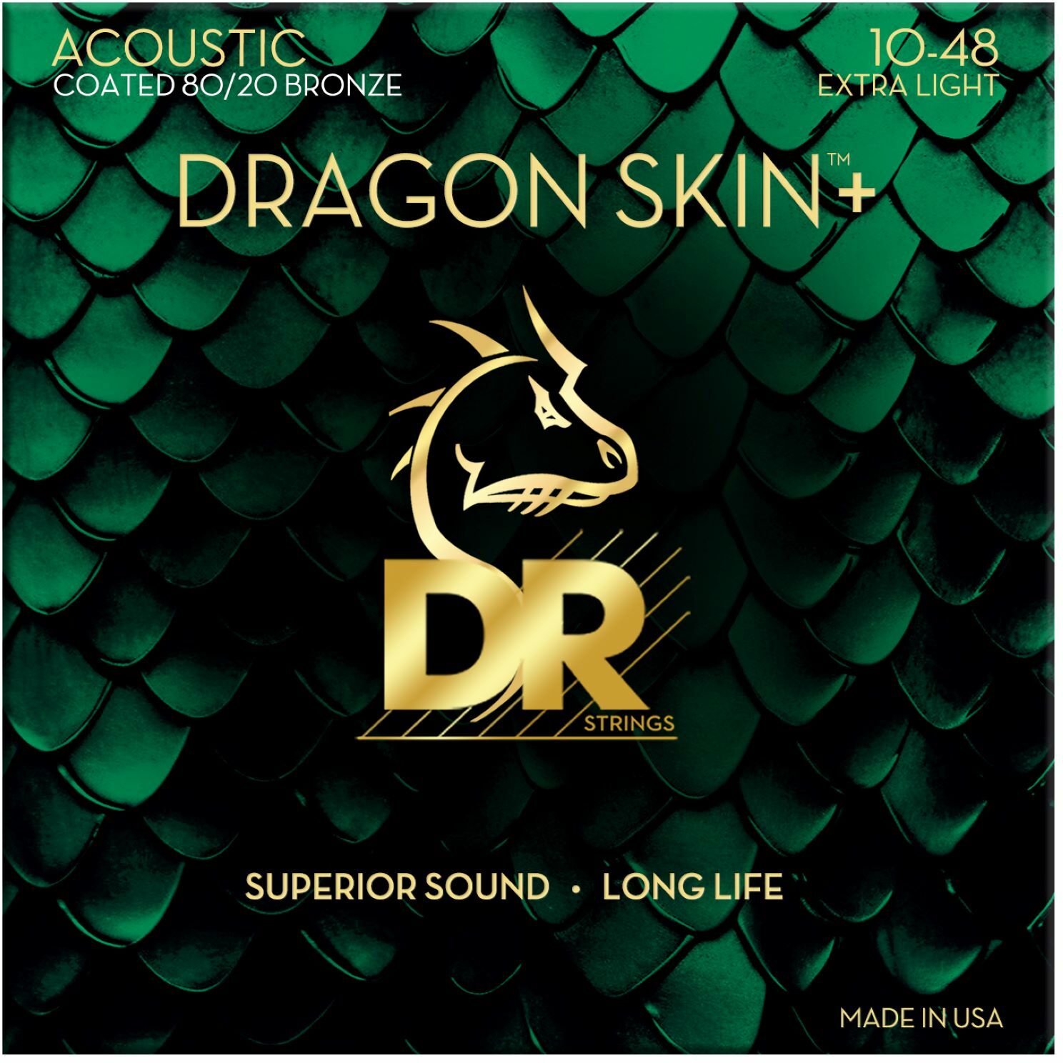 Dr Jeu De 6 Cordes Dragon Skin+ Core Technology Coated Wrap 80/20 10-48 - Cuerdas guitarra acústica - Main picture