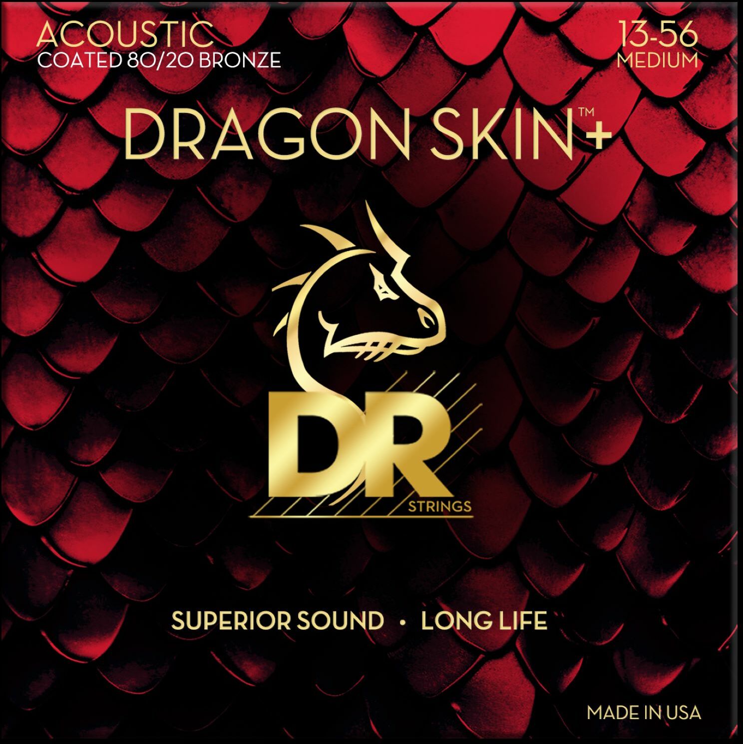 Dr Jeu De 6 Cordes Dragon Skin+ Core Technology Coated Wrap 80/20 13-56 - Cuerdas guitarra acústica - Main picture