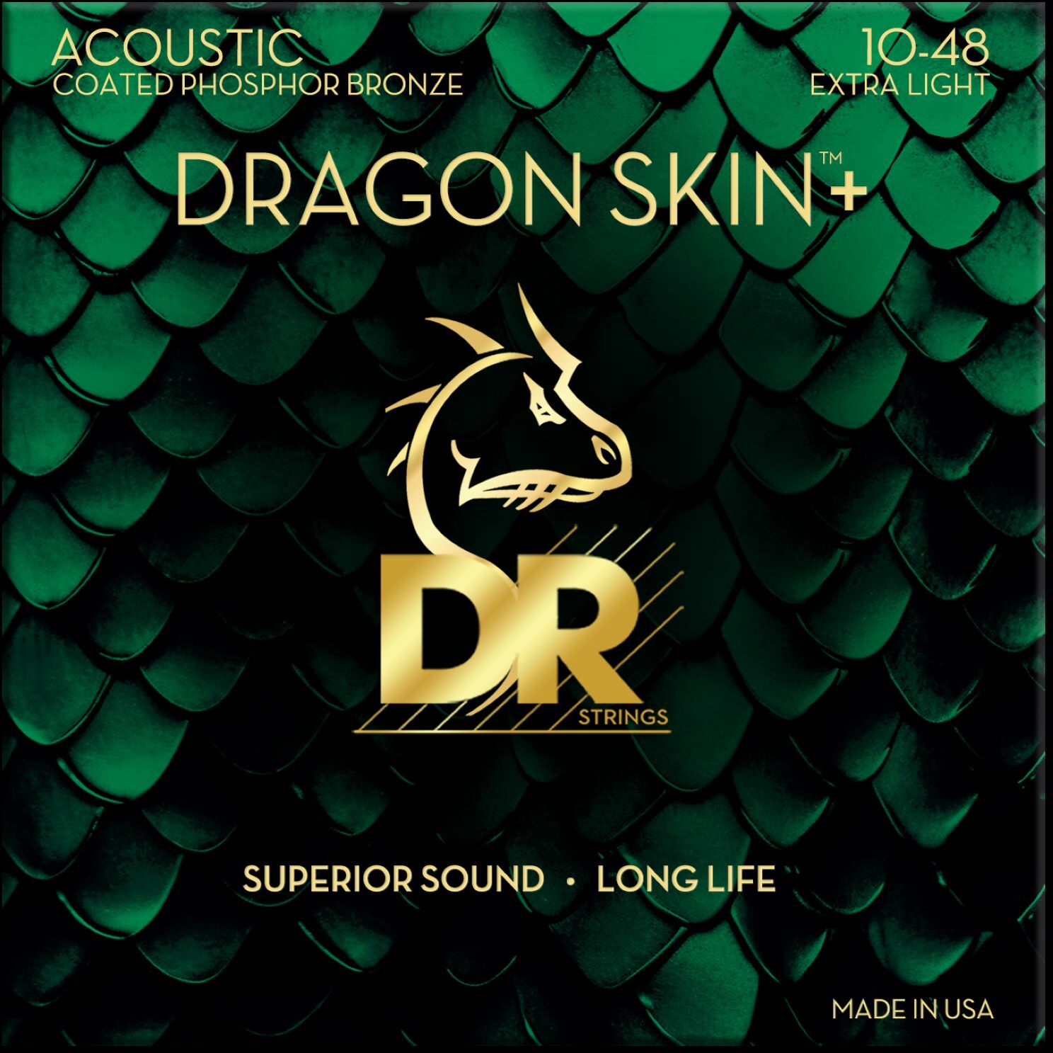 Dr Jeu De 6 Cordes Dragon Skin+ Core Technology Coated Wrap Phosphore Bronze 10-48 - Cuerdas guitarra acústica - Main picture