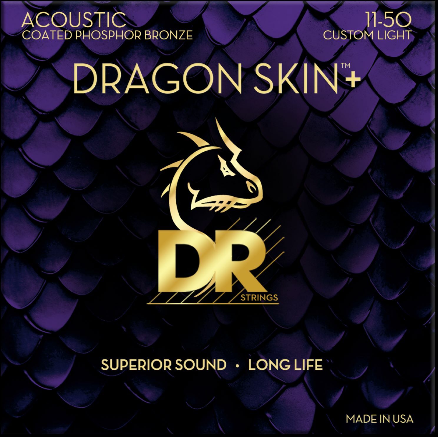 Dr Jeu De 6 Cordes Dragon Skin+ Core Technology Coated Wrap Phosphore Bronze 11-50 - Cuerdas guitarra acústica - Main picture