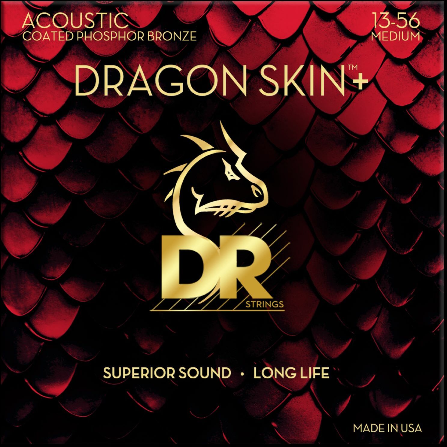 Dr Jeu De 6 Cordes Dragon Skin+ Core Technology Coated Wrap Phosphore Bronze 13-56 - Cuerdas guitarra acústica - Main picture