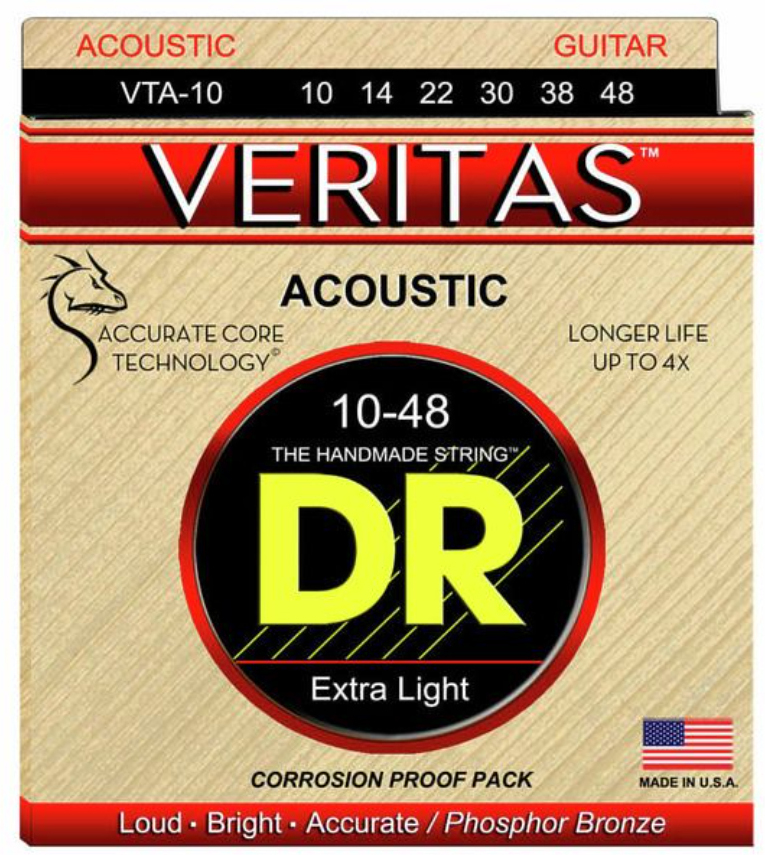 Dr Vta-10 Veritas Phosphore Bronze Acoustic Guitar 6c 10-48 - Cuerdas guitarra acústica - Main picture