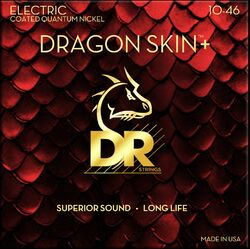 Cuerdas guitarra eléctrica Dr DRAGON SKIN+ Core Technology Coated Wrap 10-46 - Juego de cuerdas