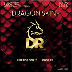 Cuerdas guitarra eléctrica Dr DRAGON SKIN+ Core Technology Coated Wrap 10-75 - Juego de 8 cuerdas