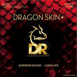 Cuerdas para bajo eléctrico Dr DRAGON SKIN+ Core Technology Coated Wrap 45-100 - Juego de 4 cuerdas