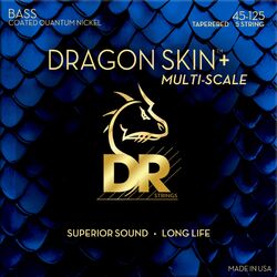 Cuerdas para bajo eléctrico Dr DRAGON SKIN+ Core Technology Coated Wrap 45-125 Tapered Multi-Scale - Juego de 5 cuerdas