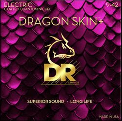 Cuerdas guitarra eléctrica Dr DRAGON SKIN+ Core Technology Coated Wrap 9-42 - Juego de cuerdas