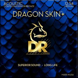 Cuerdas guitarra acústica Dr DRAGON SKIN+ Core Technology Coated Wrap Phosphore Bronze 12-54 - Juego de cuerdas