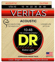 Cuerdas guitarra acústica Dr VTA-10 Acoustic Guitar 6-String Set Veritas Phosphor Bronze 10-48 - Juego de cuerdas