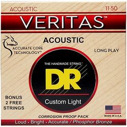 Cuerdas guitarra acústica Dr VTA-11 VERITAS Coated Core Custom Light 11-50 - Juego de cuerdas