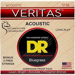 Cuerdas guitarra acústica Dr VTA-12-56 VERITAS Coated Core Technology  Bluegrass 12-56 - Juego de cuerdas