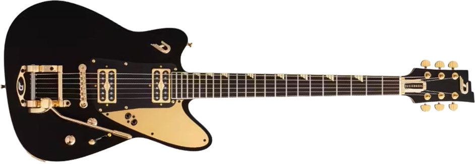 Duesenberg Falken Tremolo 2h Rw - Matte Black & Gold - Guitarra electrica retro rock - Main picture