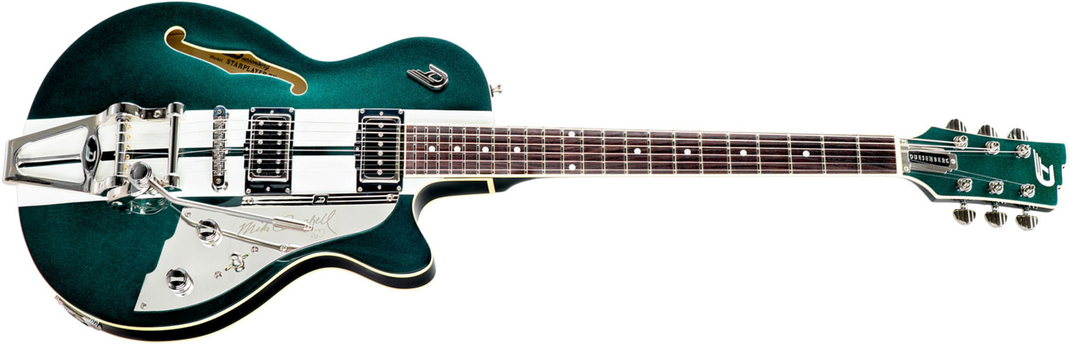 Duesenberg Mike Campbell Starplayer Tv 40th Ann. Alliance Signature Hs Trem Rw - Metallic Racing Green - Guitarra eléctrica semi caja - Main picture