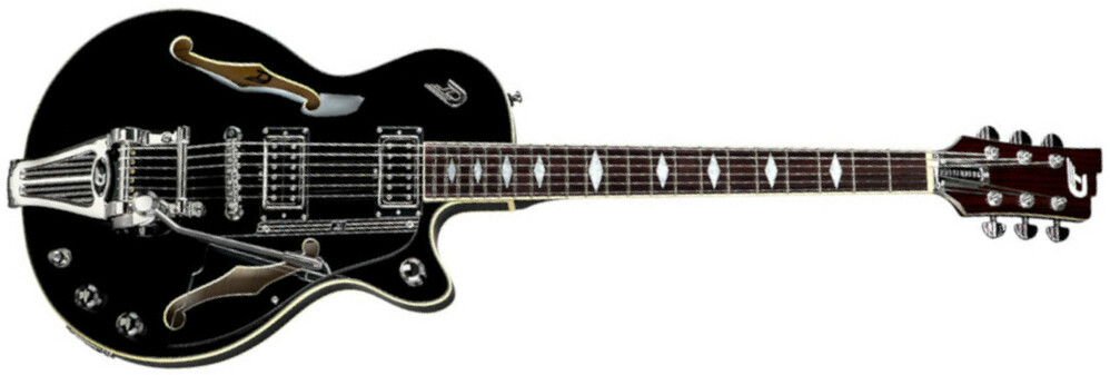 Duesenberg Starplayer Tv Deluxe Double F-hole Hs Trem Rw - Black - Guitarra eléctrica semi caja - Main picture