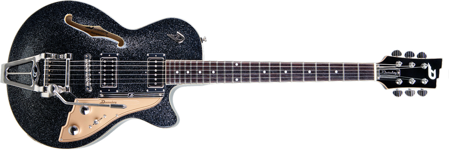 Duesenberg Starplayer Tv Hs Trem Rw - Black Sparkle - Guitarra eléctrica semi caja - Main picture