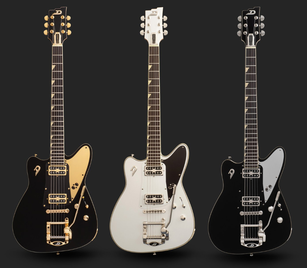 Duesenberg Falken Tremolo 2h Rw - Matte Black & Gold - Guitarra electrica retro rock - Variation 5