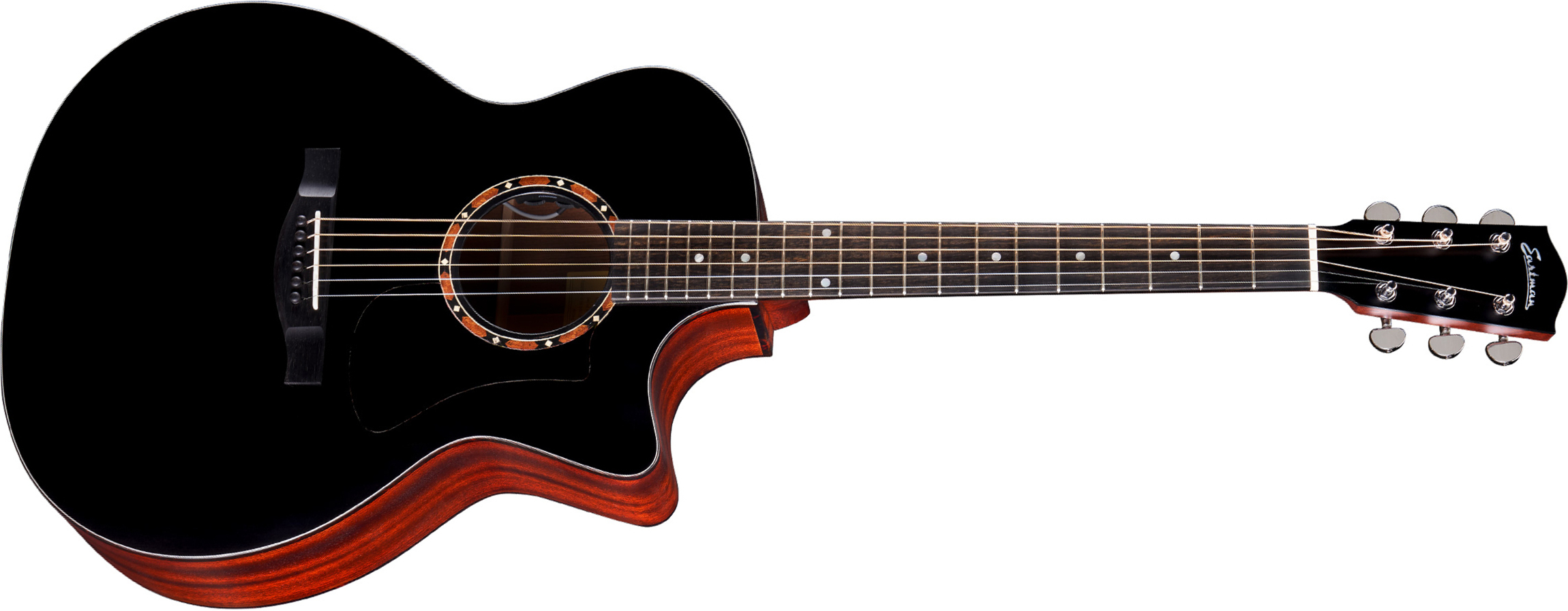 Eastman Ac122-2ce Grand Auditorium Cw Cedre Sapele Eb - Black Satin - Guitarra electro acustica - Main picture