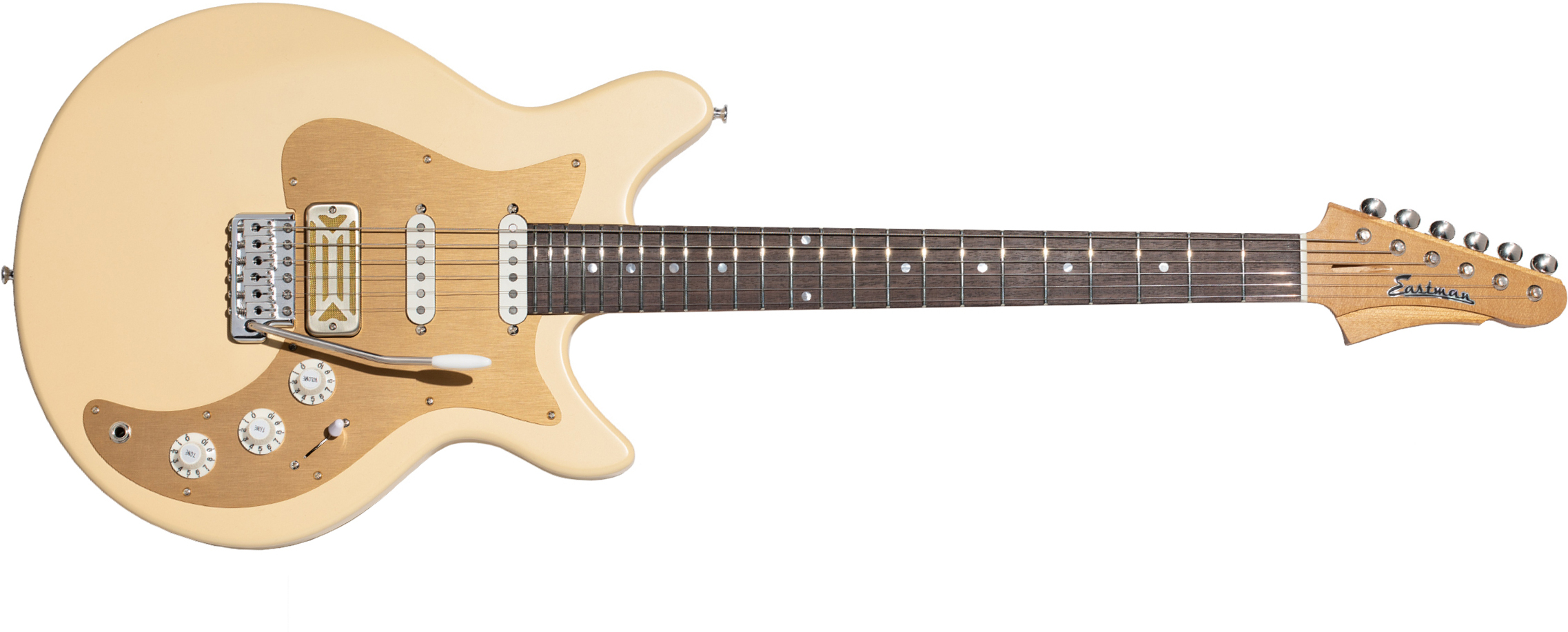 Eastman Dc62 Fullertone Hss Trem Mn - Truetone Satin Desert Sand - Guitarra electrica retro rock - Main picture