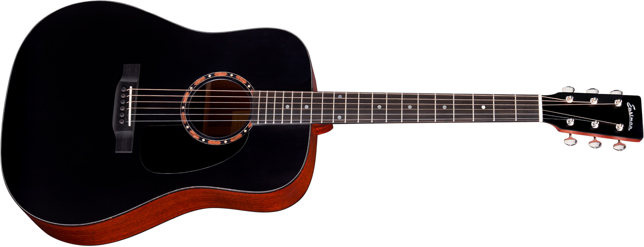 Eastman E2d Traditional Dreadnought Cedre Sapele Eb - Black Satin - Guitarra acústica & electro - Main picture