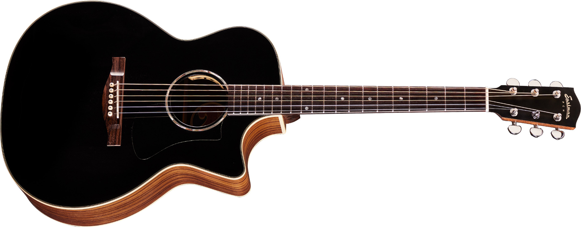 Eastman Pch2-gace Grand Auditorium Cw Epicea Palissandre Rw - Truetone Satin Black - Guitarra folk - Main picture