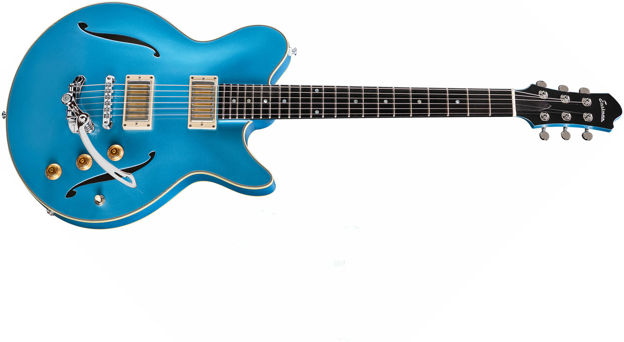 Eastman Romeo La Thinline Laminate 2p90 Seymour Duncan Trem Eb - Celestine Blue - Guitarra eléctrica semi caja - Main picture