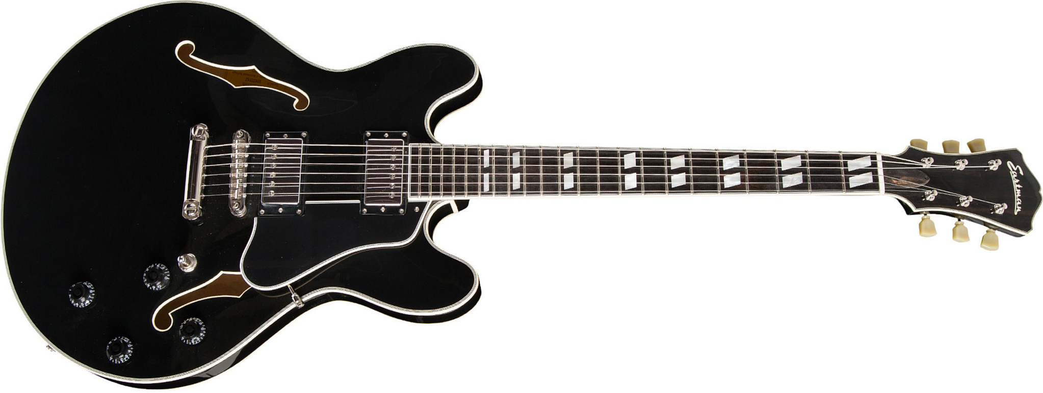 Eastman T486 Thinline 2h Seymour Duncan Ht Eb - Black - Guitarra eléctrica semi caja - Main picture