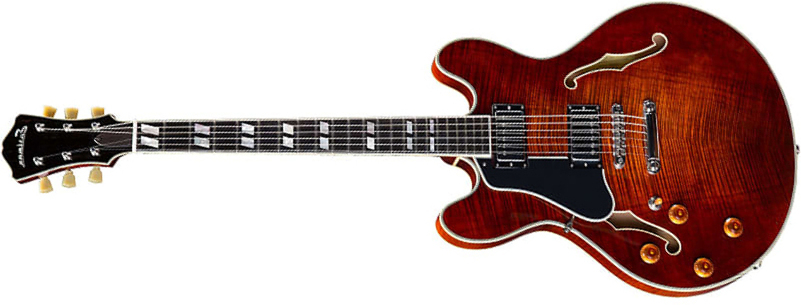 Eastman T486 Thinline Laminate Gaucher Tout Erable Hh Seymour Duncan Ht Eb - Classic - Guitarra electrica para zurdos - Main picture
