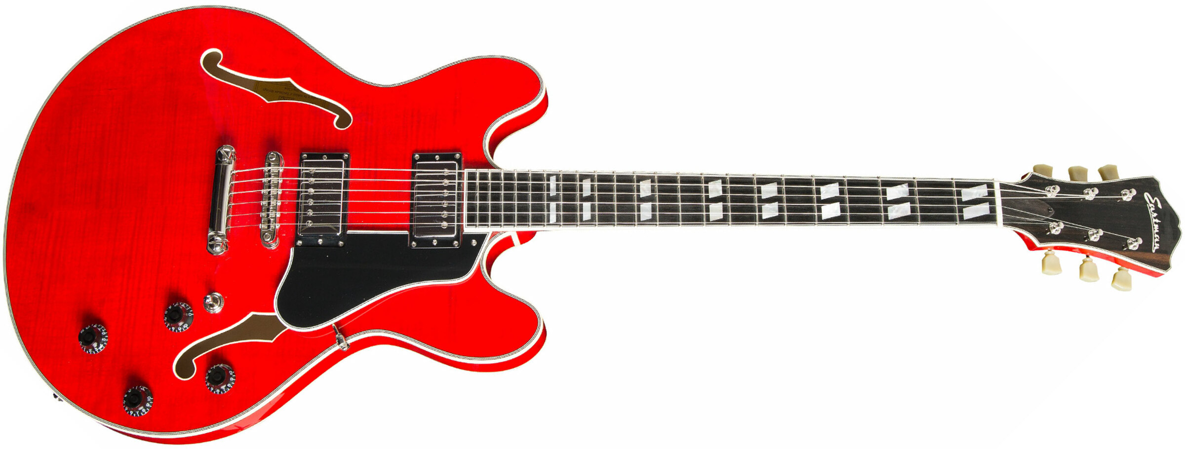 Eastman T486 Thinline Laminate Tout Erable Hh Seymour Duncan Ht Eb - Red - Guitarra eléctrica semi caja - Main picture
