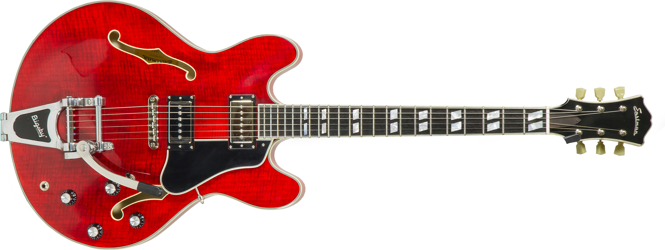 Eastman T486b Thinline Laminate Tout Erable Ss Seymour Duncan Bigsby Eb - Red - Guitarra eléctrica semi caja - Main picture