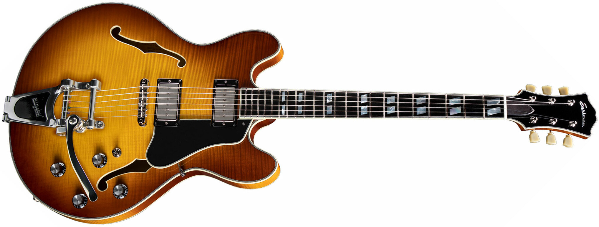 Eastman T486b Thinline Laminate Tout Erable Ss Seymour Duncan Bigsby Eb - Goldburst - Guitarra eléctrica semi caja - Main picture