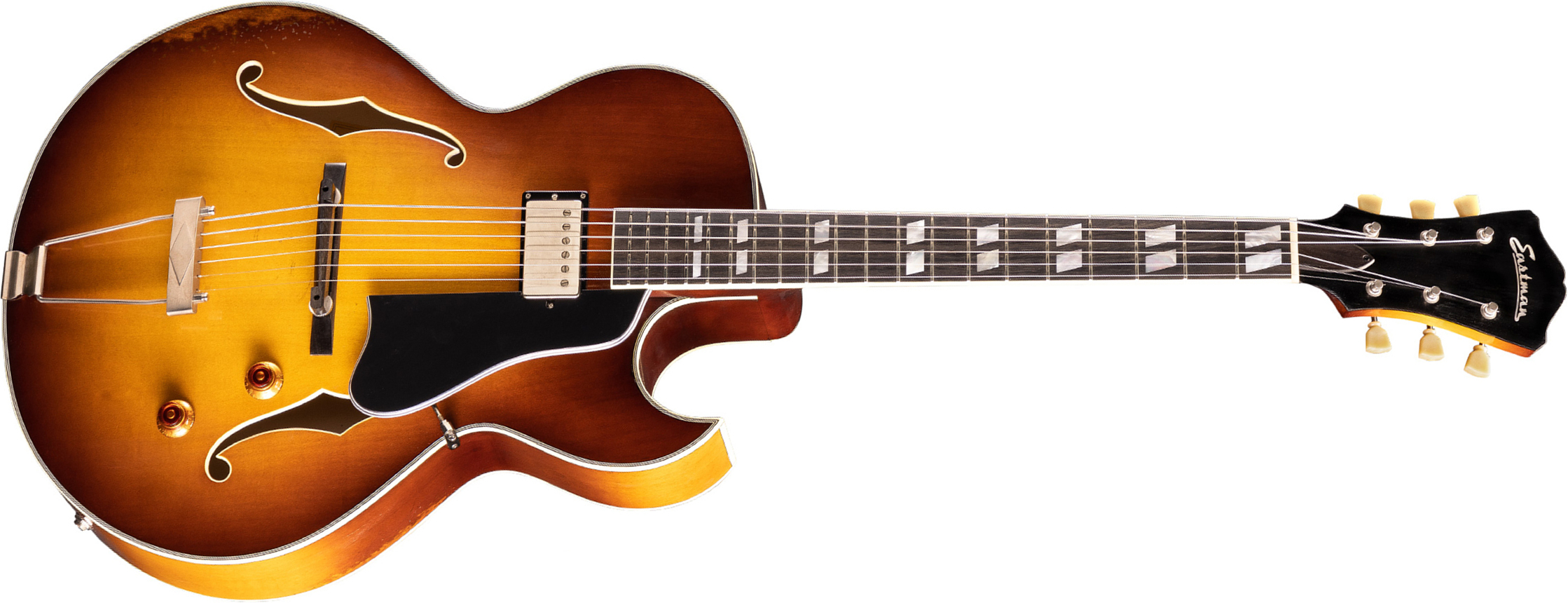 Eastman T49/v Archtop 1h Lollar Ht Eb - Antique Goldburst - Guitarra elécrica Jazz cuerpo acústico - Main picture