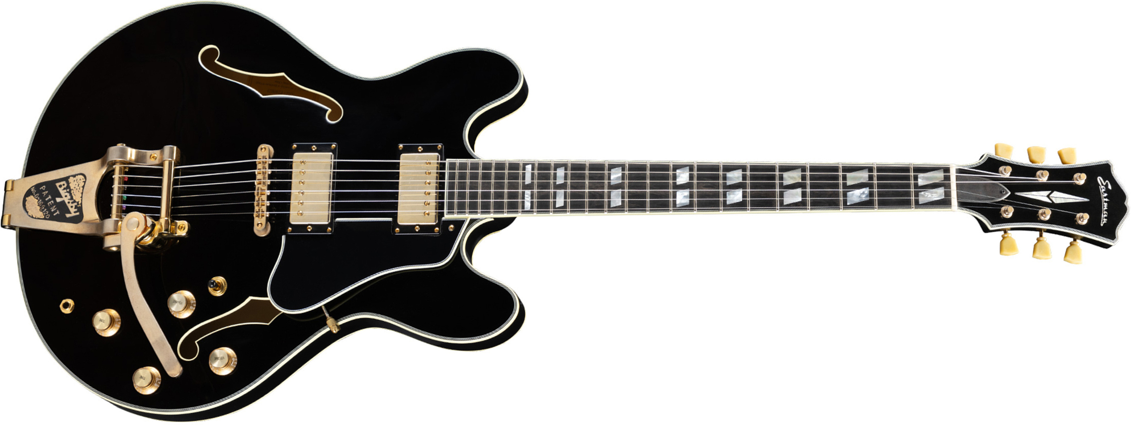 Eastman T59/tv-b Thinline 2h Lollar Trem Eb - Black - Guitarra eléctrica de corte único. - Main picture
