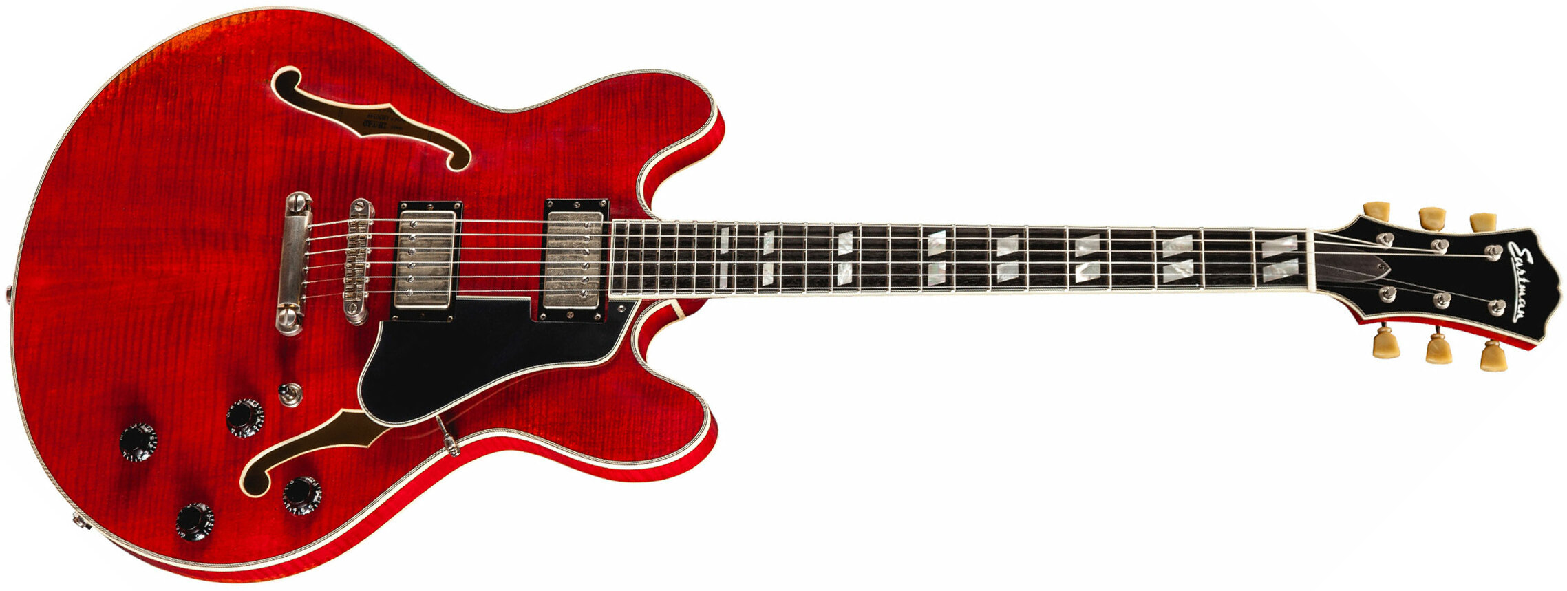 Eastman T59v Thinline Laminate Hh Lollar Ht Eb - Red - Guitarra eléctrica semi caja - Main picture