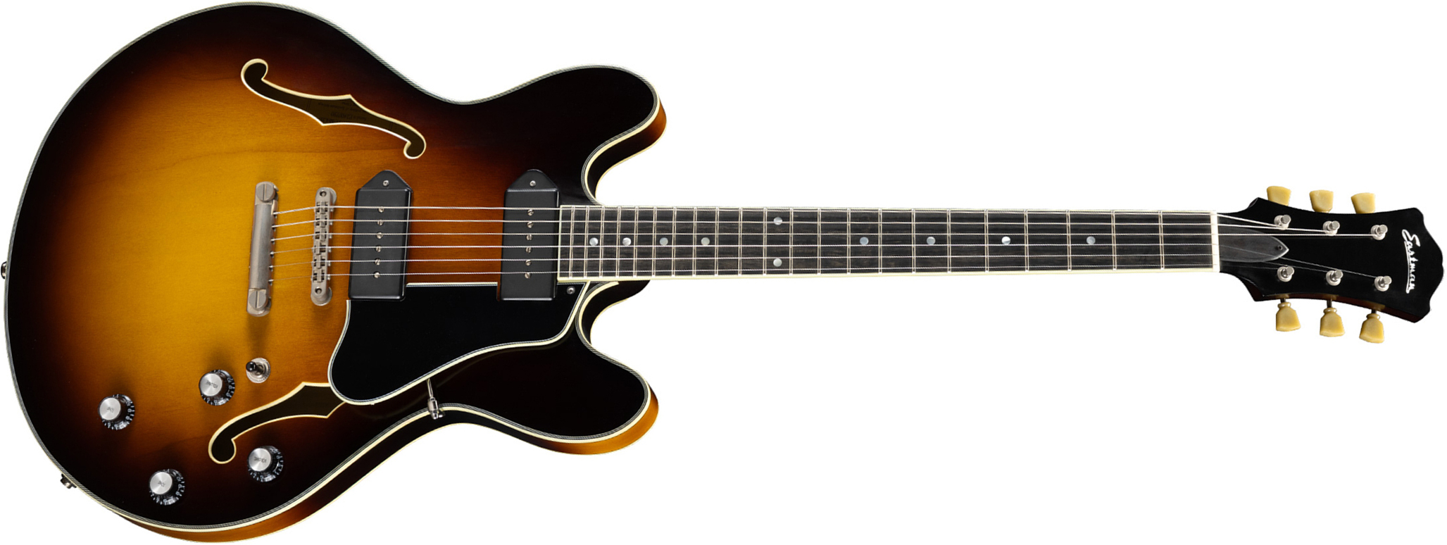 Eastman T60/tv Thinline 2s P90 Lollar Ht Eb - Truetone Gloss Sunburst - Guitarra eléctrica semi caja - Main picture