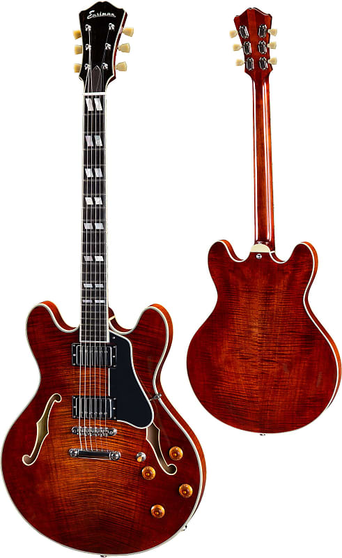 Eastman T486 Thinline Laminate Gaucher Tout Erable Hh Seymour Duncan Ht Eb - Classic - Guitarra electrica para zurdos - Variation 1
