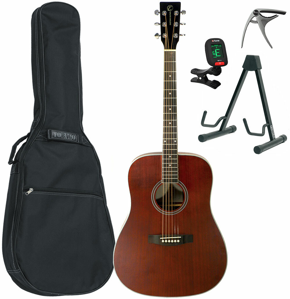 Eastone Dr150-nat +housse X-tone 2003 +capo +stand - Natural Satin - Pack guitarra acústica - Main picture