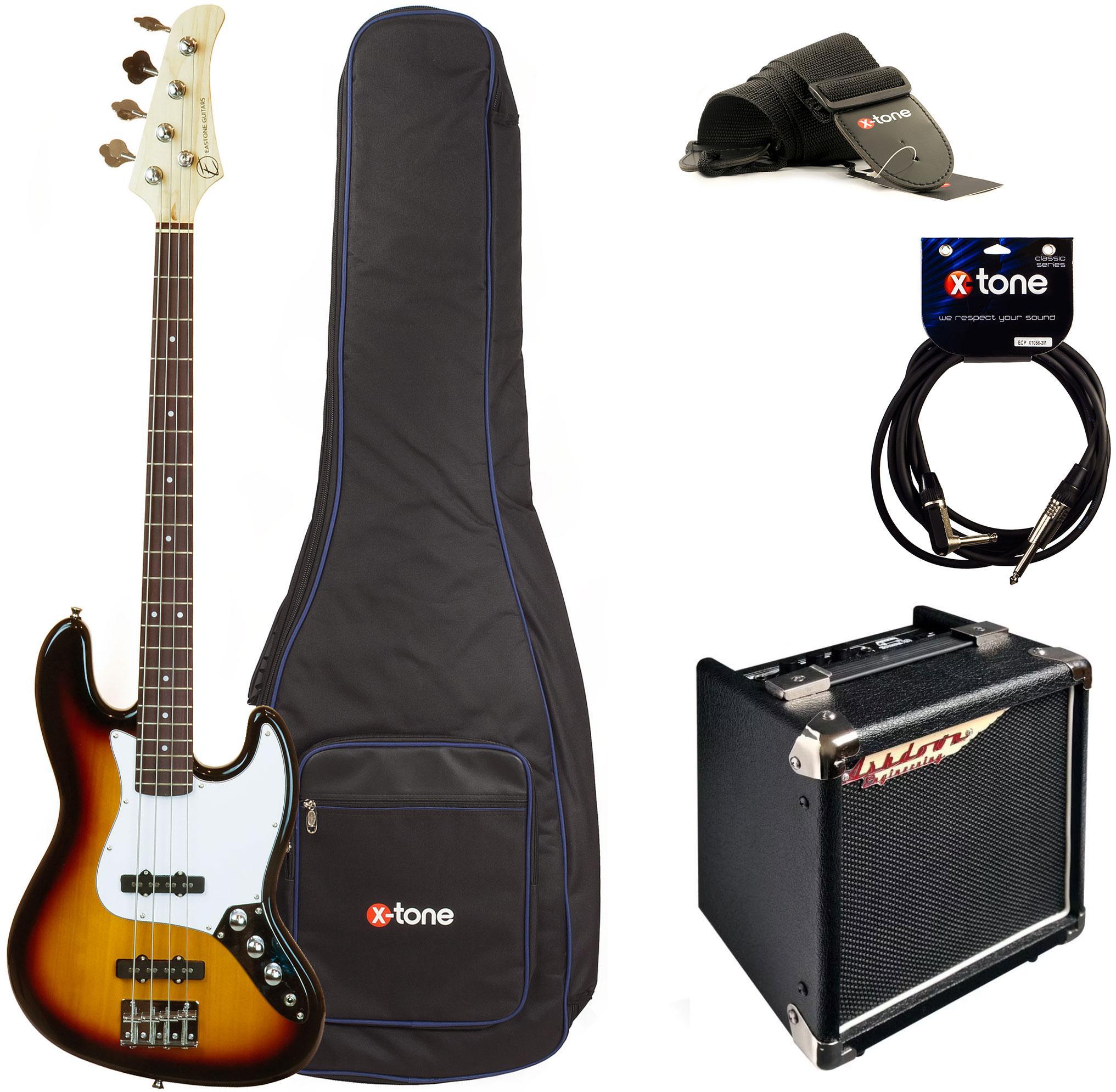 Pack bajo eléctrico Eastone JAB +Ashdown Studio Tour Bus +Accessoires - 3 tone sunburst