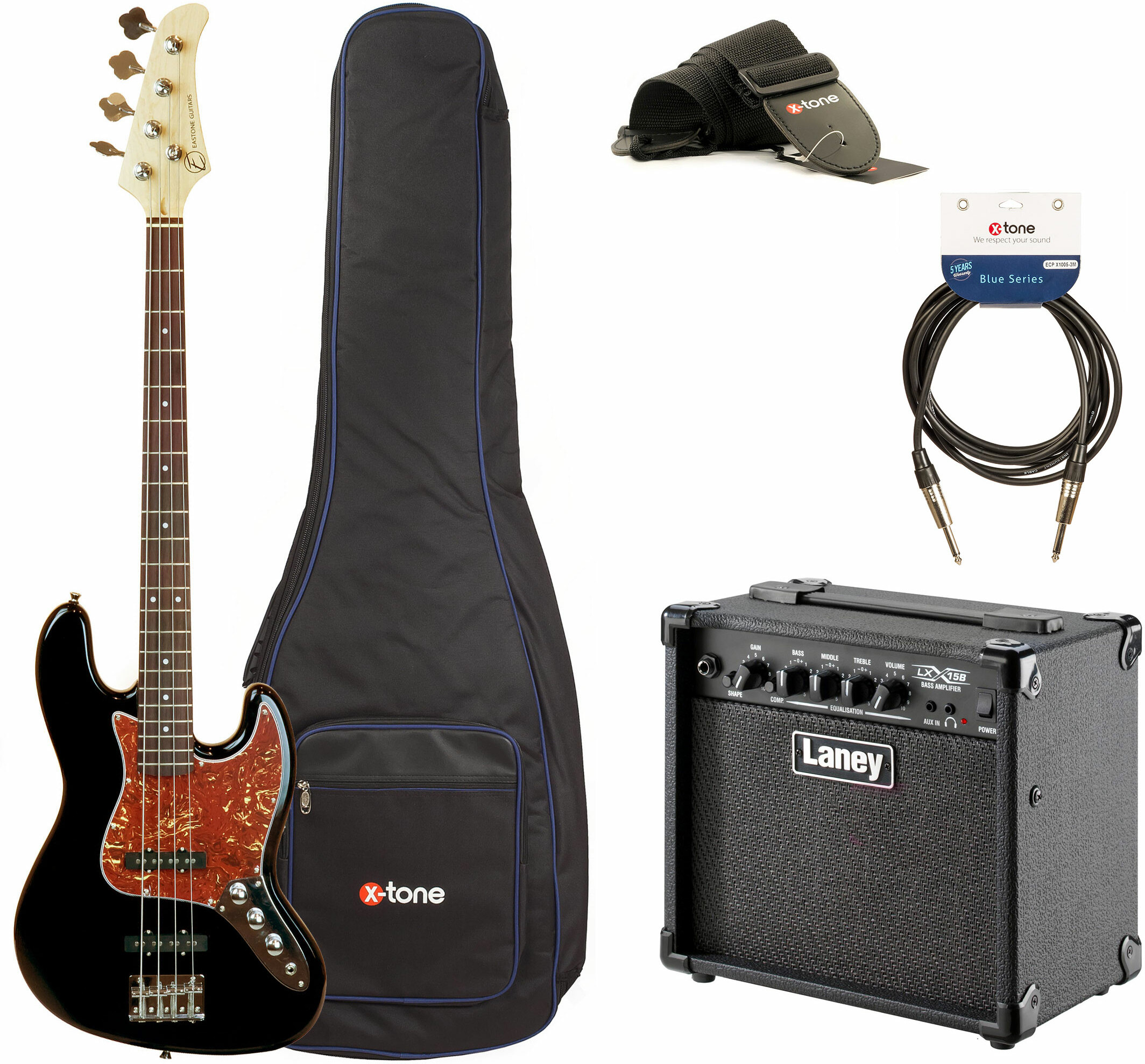 Eastone Jab +laney Lx15b +cable +housse +courroie - Black - Pack bajo eléctrico - Main picture
