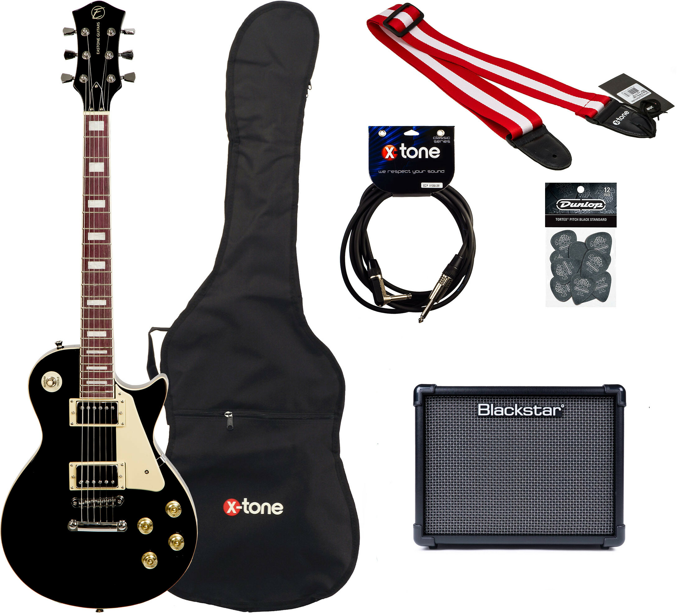 Eastone Lp100 +blackstar Id Core V3 10w +cable +mediators +housse - Black - Packs guitarra eléctrica - Main picture
