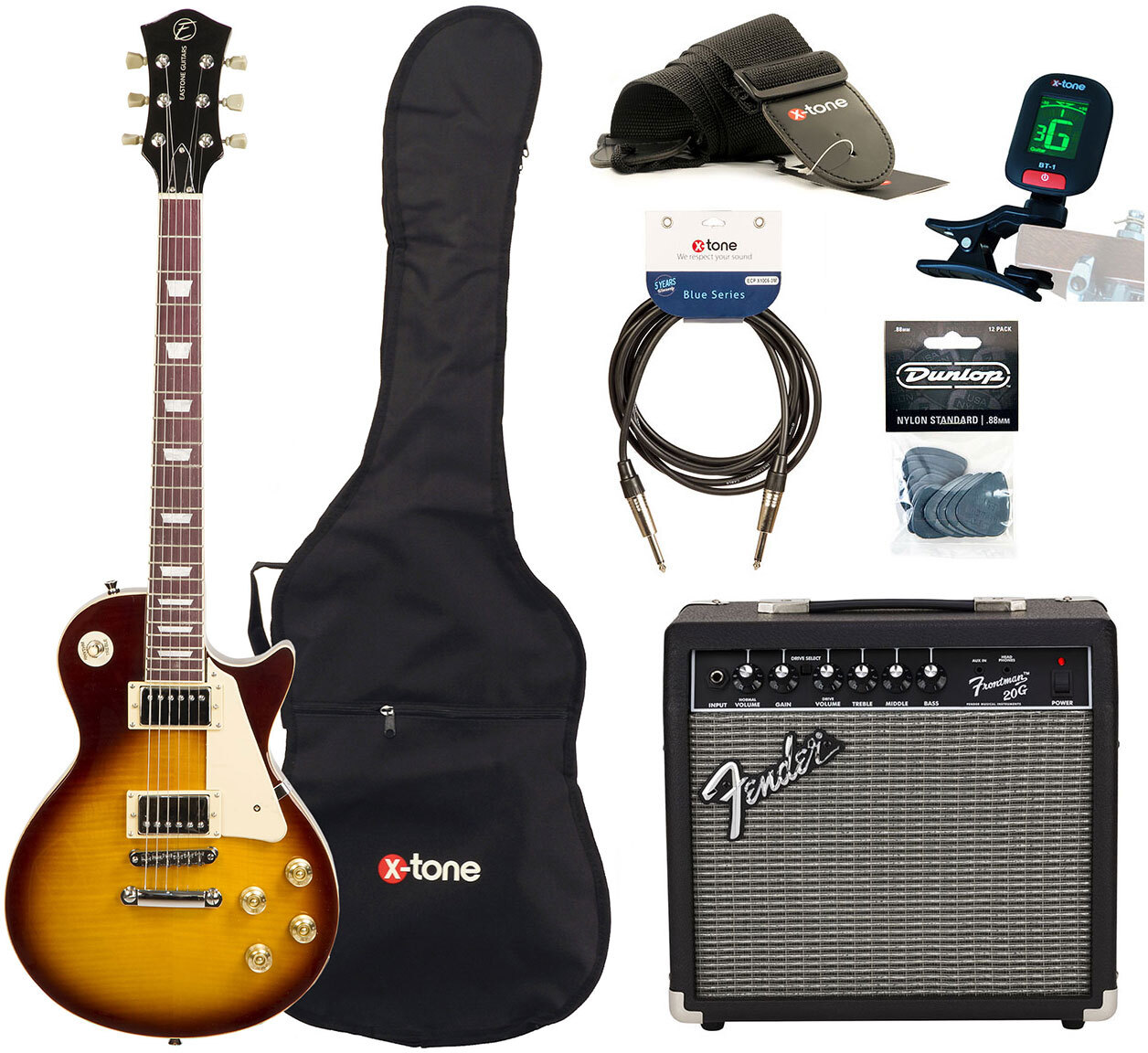 Eastone Lp200 +fender Frontman 20g +cable +clip-on Tuner +mediators +housse +courroie - Honey Sunburst - Packs guitarra eléctrica - Main picture
