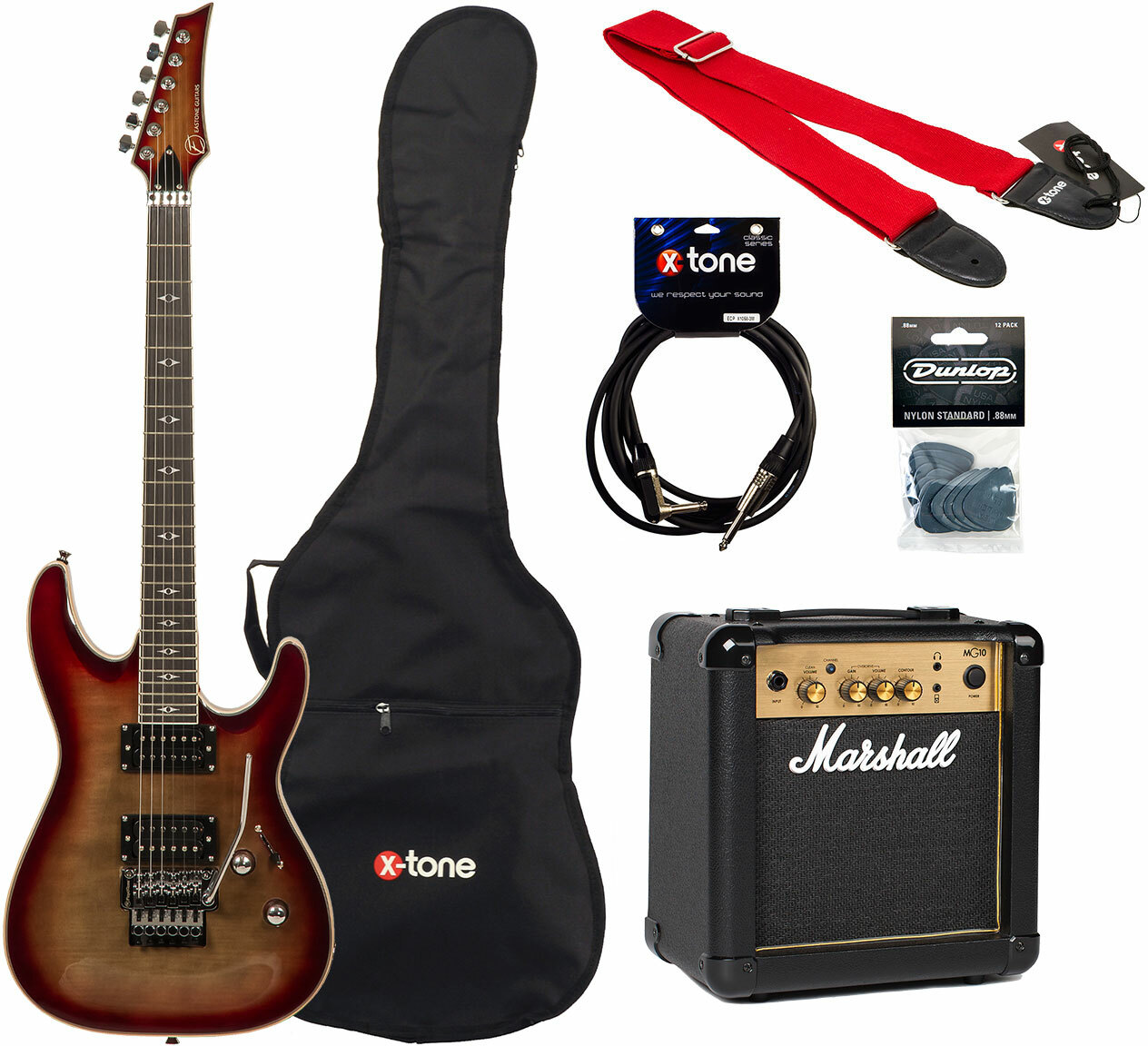 Eastone Metdc100 +marshall Mg10g Gold +cable +housse +courroie +mediators - Black Flames - Packs guitarra eléctrica - Main picture