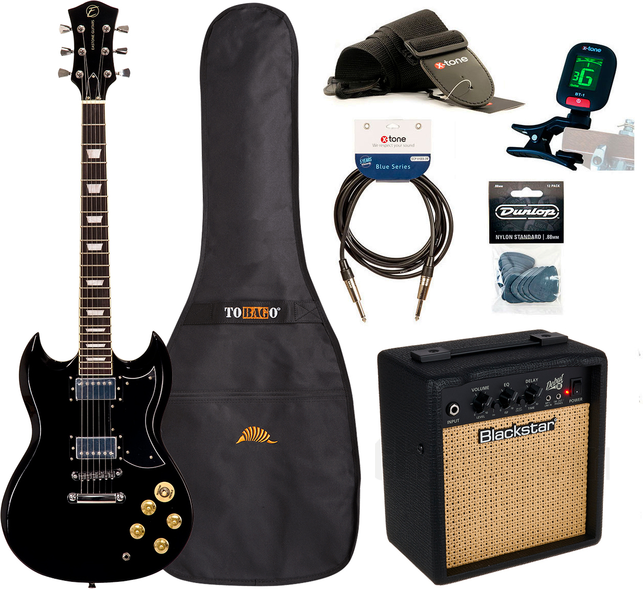 Eastone Sdc70 +blackstar Debut 10 +cable +clip-on Tuner +mediators +housse +courroie - Black - Packs guitarra eléctrica - Main picture