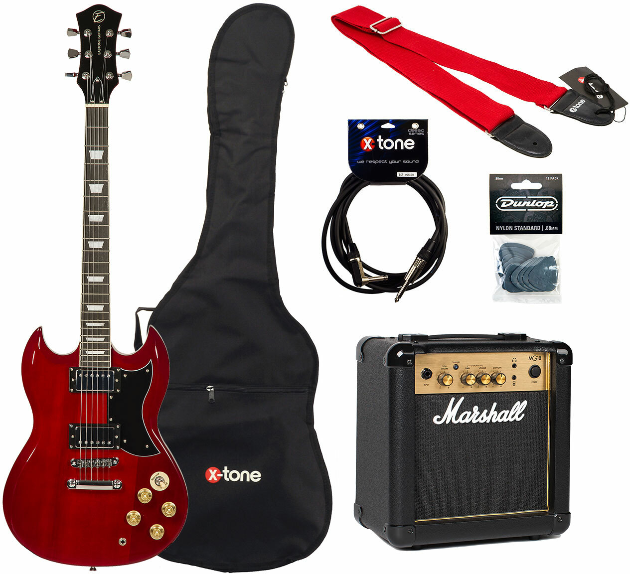 Eastone Sdc70 +marshall Mg10g Gold +cable +housse +courroie +mediators - Red - Packs guitarra eléctrica - Main picture