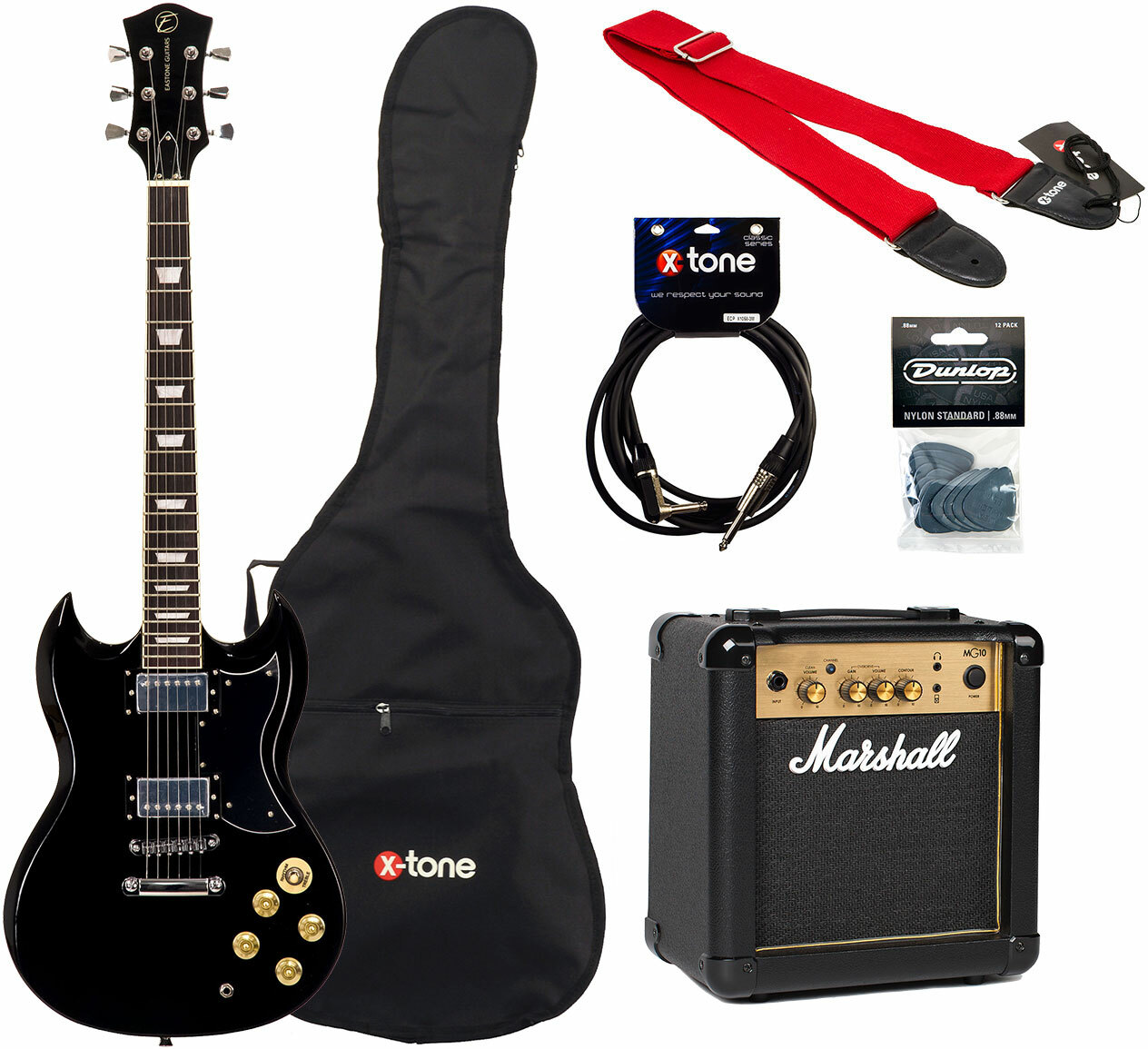 Eastone Sdc70 +marshall Mg10g Gold +cable +housse +courroie +mediators - Black - Packs guitarra eléctrica - Main picture