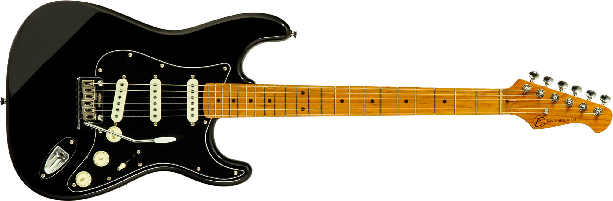 Eastone St100r-blk-mn 3s Trem Mn - Black - Guitarra eléctrica con forma de str. - Main picture