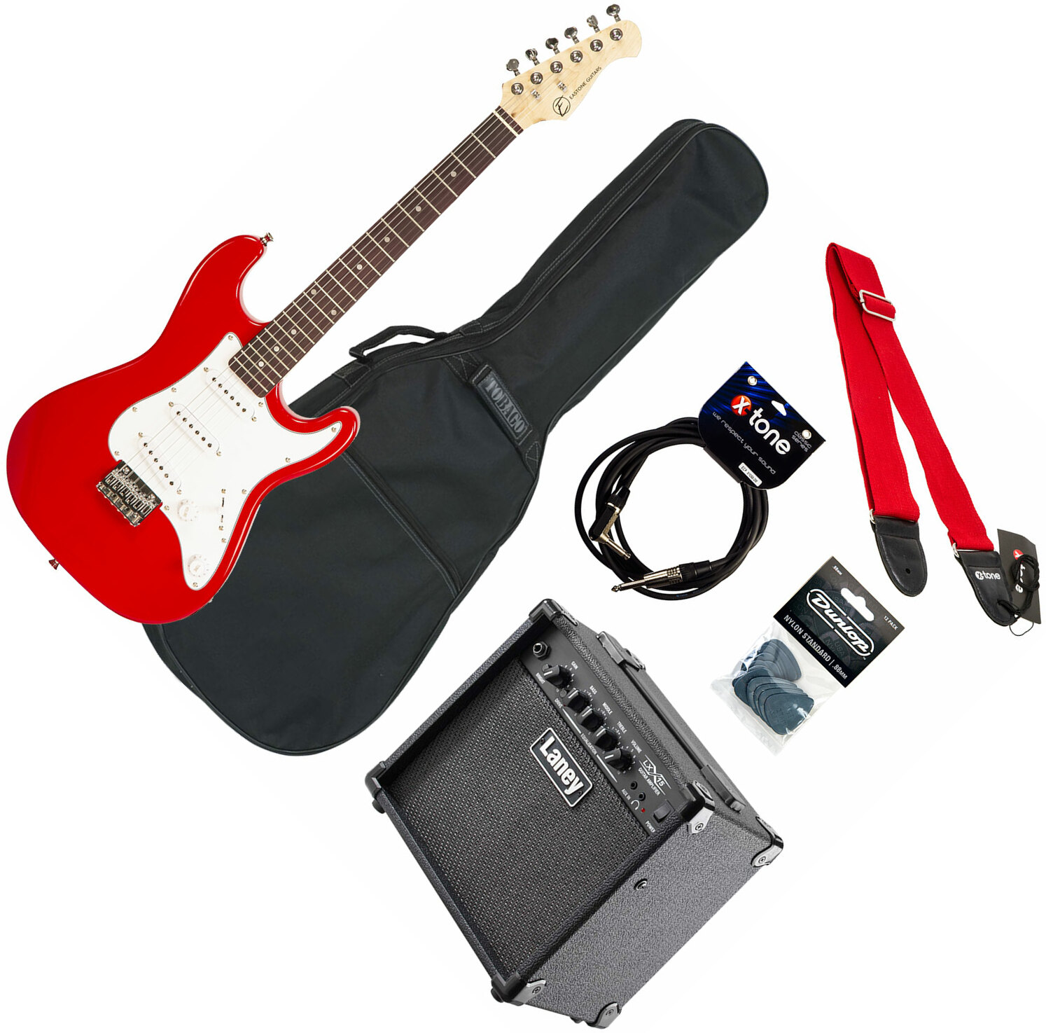 Eastone Str Mini +marshall Mg10 +cable +housse +courroie +mediators - Red - Guitarra eléctrica para niños - Main picture