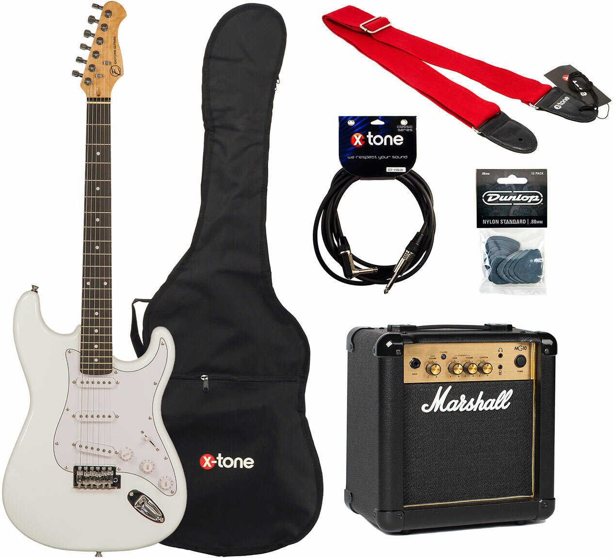 Eastone Str70 +marshall Mg10 10w +cable +mediators +housse - Olympic White - Packs guitarra eléctrica - Main picture