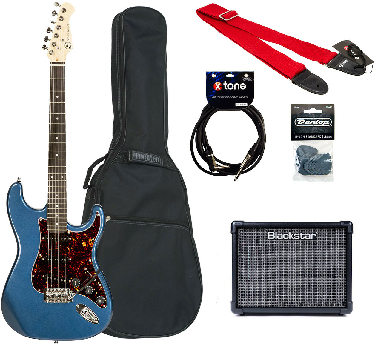 Eastone Str70t + Blackstar Id Core V3 10w +courroie +housse +cable +mediators - Lake Placid Blue - Packs guitarra eléctrica - Main picture