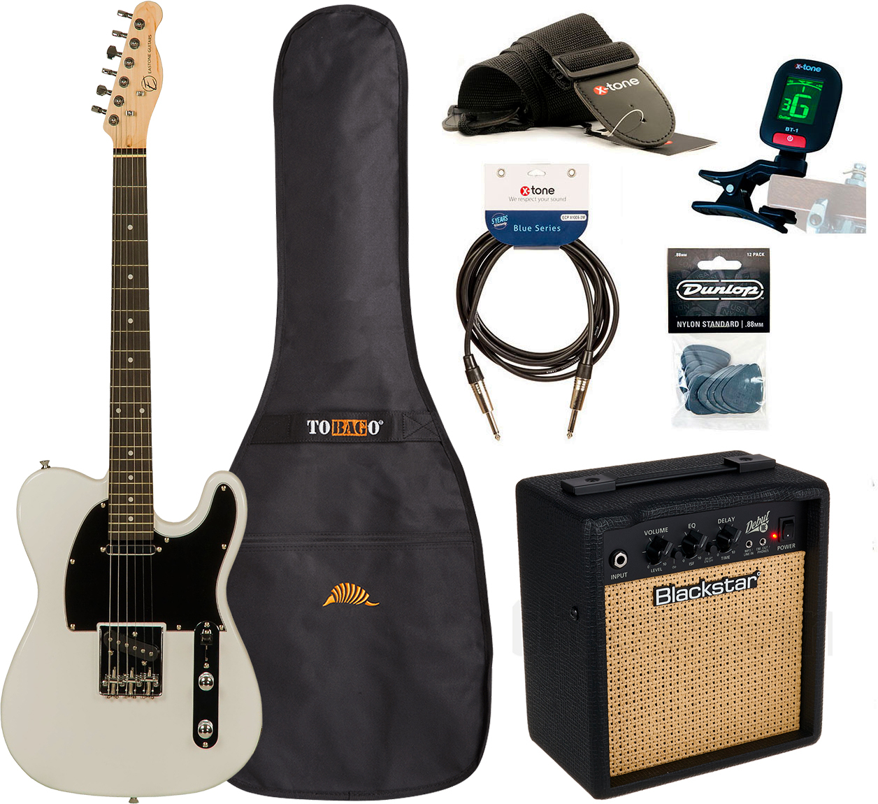 Eastone Tl70 +blackstar Debut 10 +cable +clip-on Tuner +mediators +housse +courroie - Olympic White - Packs guitarra eléctrica - Main picture
