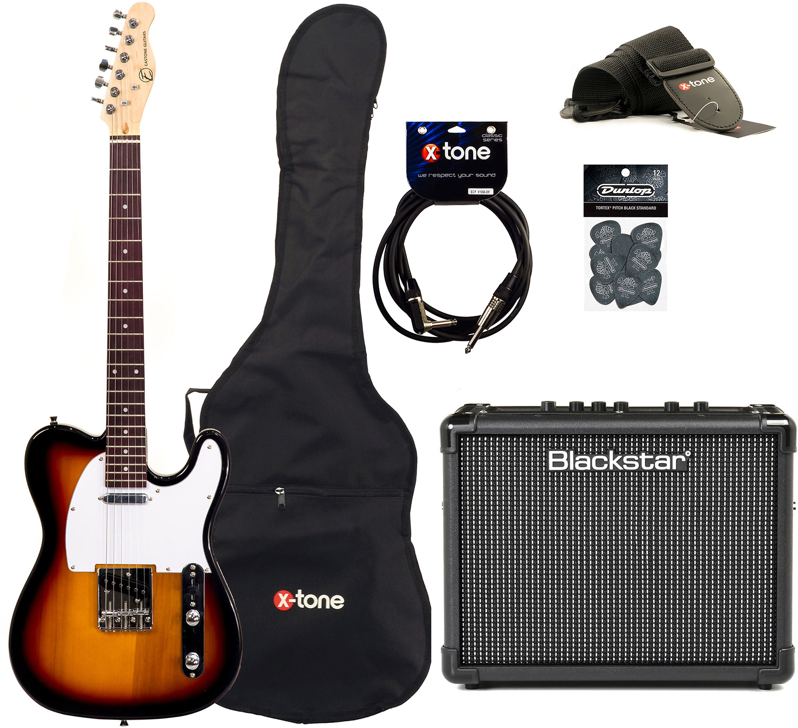 Eastone Tl70 +blackstar Id Core Stereo 10 V3 +cable +housse +courroie +mediators - 3-color Sunburst - Packs guitarra eléctrica - Main picture